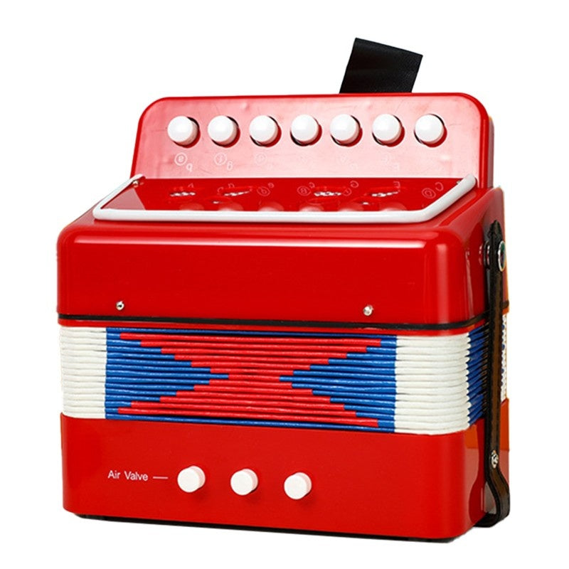 Acordeon Pentru Copii, Acordeon Jucarie pentru Educatie Timpurie, 7 butoane 2 bass, Acordeon Instrument Muzical pentru Copii, 18 x 17 x 10 cm, Rosu