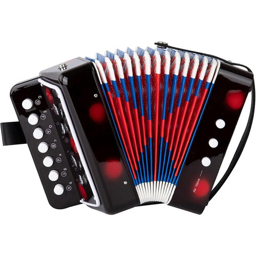 Acordeon Pentru Copii, Acordeon Jucarie pentru Educatie Timpurie, 7 butoane 2 bass, Acordeon Instrument Muzical pentru Copii, 18 x 17 x 10 cm, Negru