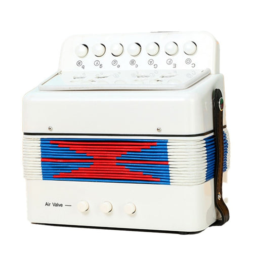 Acordeon Pentru Copii, Acordeon Jucarie pentru Educatie Timpurie, 7 butoane 2 bass, Acordeon Instrument Muzical pentru Copii, 18 x 17 x 10 cm, Alb