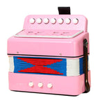 Acordeon Pentru Copii, Acordeon Jucarie pentru Educatie Timpurie, 7 butoane 2 bass, Acordeon Instrument Muzical pentru Copii, 18 x 17 x 10 cm, Roz