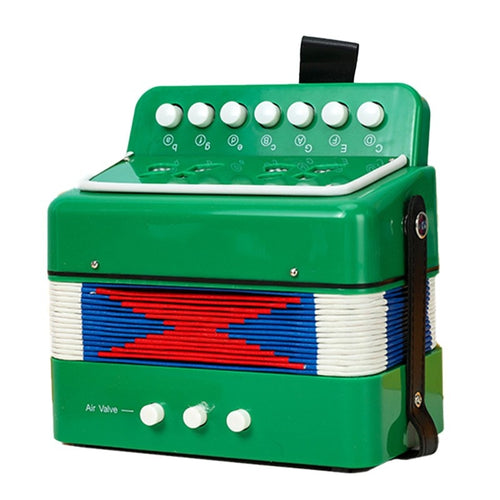 Acordeon Pentru Copii, Acordeon Jucarie pentru Educatie Timpurie, 7 butoane 2 bass, Acordeon Instrument Muzical pentru Copii, 18 x 17 x 10 cm, Verde
