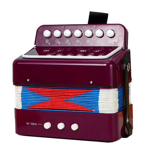 Acordeon Pentru Copii, Acordeon Jucarie pentru Educatie Timpurie, 7 butoane 2 bass, Acordeon Instrument Muzical pentru Copii, 18 x 17 x 10 cm, Mov