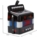 Acordeon Pentru Copii, Acordeon Jucarie pentru Educatie Timpurie, 7 butoane 2 bass, Acordeon Instrument Muzical pentru Copii, 18 x 17 x 10 cm, Negru