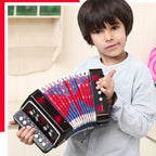 Acordeon Pentru Copii, Acordeon Jucarie pentru Educatie Timpurie, 7 butoane 2 bass, Acordeon Instrument Muzical pentru Copii, 18 x 17 x 10 cm, Negru