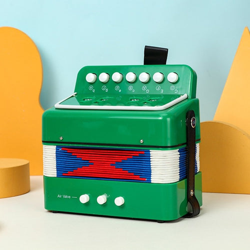 Acordeon Pentru Copii, Acordeon Jucarie pentru Educatie Timpurie, 7 butoane 2 bass, Acordeon Instrument Muzical pentru Copii, 18 x 17 x 10 cm, Verde