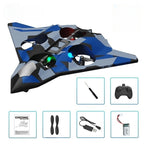 Avion de Lupta cu Telecomanda, Tip Drona, din EVA (Spuma), Incarcare USB, 2.4 GHz, Rotire 360°, Zbor pana la 100 m, LED, Model Army, Albastru