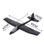 Avion Zburator, Tip Planor, 83 cm Lungime, +3 Ani, din Polistiren, Aruncare 10 - 30 m, Negru