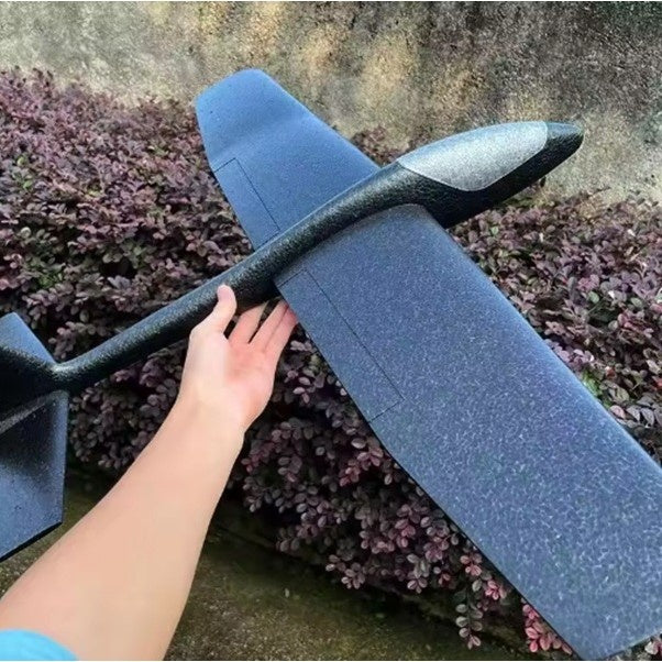 Avion Zburator, Tip Planor, 83 cm Lungime, +3 Ani, din Polistiren, Aruncare 10 - 30 m, Negru