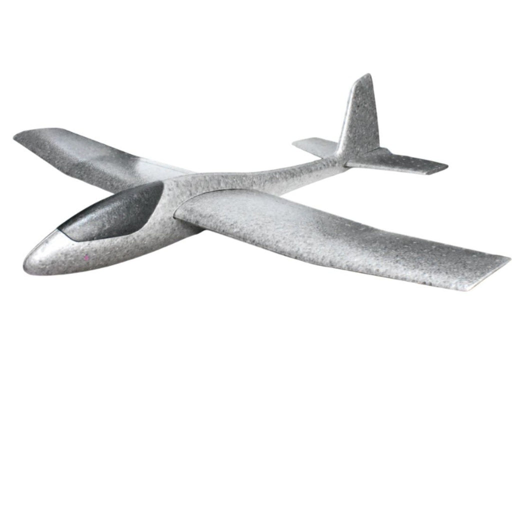 Avion Zburator, Tip Planor, 83 cm Lungime, +3 Ani, din Polistiren, Aruncare 10 - 30 m, Gri