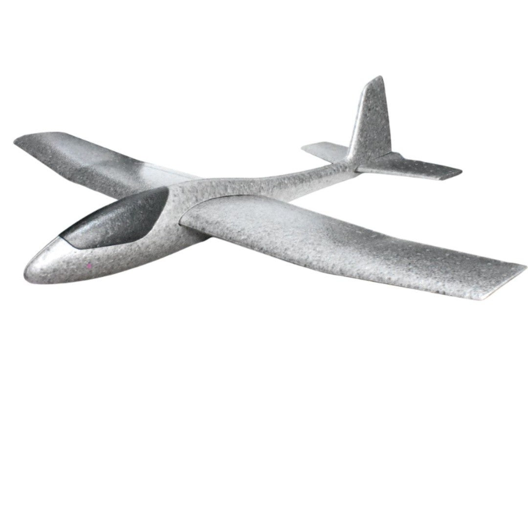 Avion Zburator, Tip Planor, 83 cm Lungime, +3 Ani, din Polistiren, Aruncare 10 - 30 m, Gri