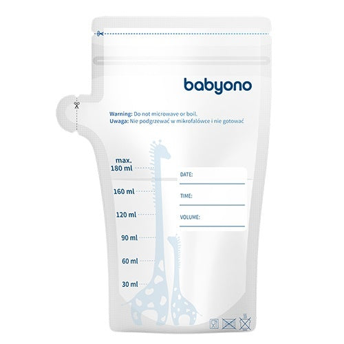 Babyono, pungi pentru stocarea laptelui matern, 180 ml, 30 buc.