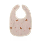 Baveta in Forma de U, din Bumbac, pentru Copii 0-12 Luni, Rezistenta la Apa, cu Capse, Model cu Ursuleti, 21x30 cm, Bej