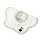 Baveta Tip Floare, din Bumbac, pentru Copii 0-12 Luni, Rezistenta la apa, 8 Straturi, Model Tricotat cu Panda, 26 x 29 cm, Alb