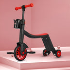Bicicleta 8 in 1, Transformabila, Multifunctionala, Reglare Inaltime, cu Maner de Impingere Detasabil, Tricicleta, Trotineta, 3 Roti, Pedale, Cosulet, 3-6 Ani, Rosu