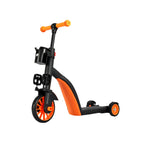 Bicicleta 8 in 1, Transformabila, Multifunctionala, Reglare Inaltime, cu Maner de Impingere Detasabil, Tricicleta, Trotineta, 3 Roti, Pedale, Cosulet, 3-6 Ani, Portocaliu