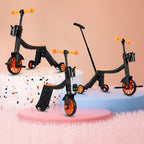 Bicicleta 8 in 1, Transformabila, Multifunctionala, Reglare Inaltime, cu Maner de Impingere Detasabil, Tricicleta, Trotineta, 3 Roti, Pedale, Cosulet, 3-6 Ani, Portocaliu