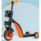 Bicicleta 8 in 1, Transformabila, Multifunctionala, Reglare Inaltime, cu Maner de Impingere Detasabil, Tricicleta, Trotineta, 3 Roti, Pedale, Cosulet, 3-6 Ani, Portocaliu