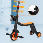 Bicicleta 8 in 1, Transformabila, Multifunctionala, Reglare Inaltime, cu Maner de Impingere Detasabil, Tricicleta, Trotineta, 3 Roti, Pedale, Cosulet, 3-6 Ani, Portocaliu
