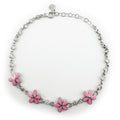 Bratara pentru Copii, Jolie, Argint 925, Model Floare, cu Email si Zirconiu, 22 cm/4.4g Argintiu/Roz