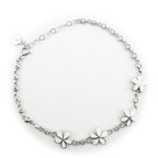Bratara pentru Copii, Jolie, Argint 925, Model Floare, cu Email si Zirconiu, 22 cm/4.4g Argintiu/Alb