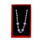 Bratara pentru Copii, Jolie, Argint 925, Model Floare cu Piatra, cu Email si Zirconiu, 22 cm/4.4g Argintiu/Mov