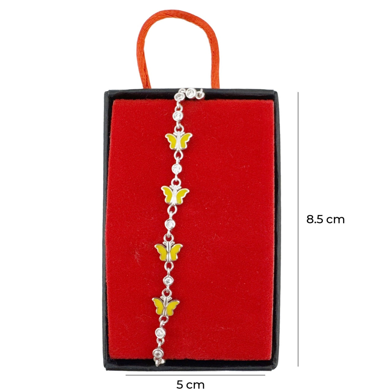 Bratara pentru Copii, Jolie, Argint 925, Model Fluture, cu Email si Zirconiu, 22 cm/4.4g Argintiu/Galben