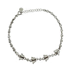 Bratara pentru Copii, Jolie, Argint 925, Model Fluture, cu Email si Zirconiu, 22 cm/4.4g Argintiu/Alb