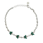 Bratara pentru Copii, Jolie, Argint 925, Model Fluture, cu Email si Zirconiu, 22 cm/4.4g Argintiu/Verde