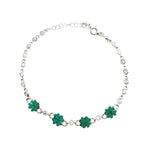 Bratara pentru Copii, Jolie, Argint 925, Model Trifoi, cu Email si Zirconiu, 22 cm/4.4g Argintiu/Verde