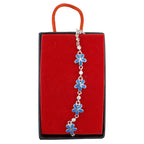Bratara pentru Dama Copii, Jolie, Argint 925, Model Floare, cu Email si Zirconiu, 22 cm/4.4g, Argintiu/Albastru
