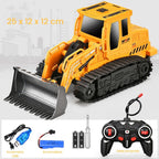 Buldozer cu Senile Jucarie pentru Copii, Jucarie Buldozer cu Telecomanda, Jucarie de Constructie, Acumulator cu Incarcare USB, 25 x 12 x 12 cm, Galben