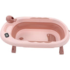 Cada de Baie, pentru Copii 0 luni - 6 Ani, cu Termometru, Pliabila, Perna Suport Inclusa, din Plastic, 81.5 x 49 x 21.5 cm, Roz
