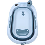 Cada de Baie, pentru Copii 0 luni - 6 Ani, cu Termometru, Pliabila, Perna Suport Inclusa, din Plastic, 81.5 x 49 x 21.5 cm, Albastru