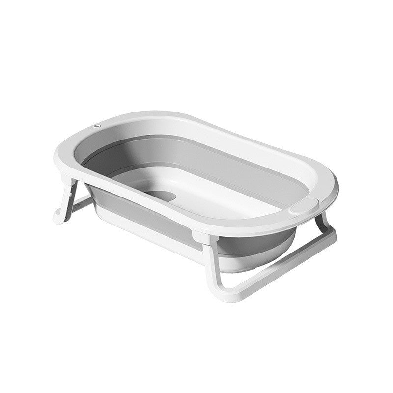 Cada de Baie Pliabila, cu Suport, Indicator de Temperatura, 0-8 Ani, din PP+TPR, 45 l Capacitate, 80 x 50 x 23 cm, Gri