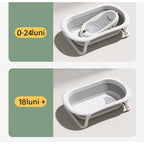 Cada de Baie Pliabila, cu Suport, Indicator de Temperatura, 0-8 Ani, din PP+TPR, 45 l Capacitate, 80 x 50 x 23 cm, Gri