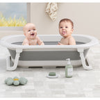 Cada de Baie Pliabila, cu Suport, Indicator de Temperatura, 0-8 Ani, din PP+TPR, 45 l Capacitate, 80 x 50 x 23 cm, Gri