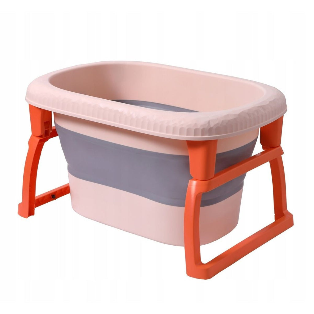 Cada Pliabila pentru Baie, din PP+TPE, pentru Copii 0-6 Ani, cu Picioare, Suport de Sezut, Scurgere Etans, 80 x 52 x 42 cm, Portocaliu