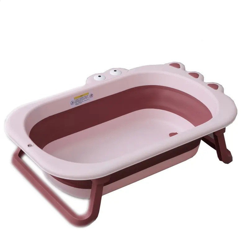Cada Pliabila pentru Baie, din PP+TPR, pentru Copii 0-6 Ani, Model Crocodil, Dop de Scurgere, 80x54x21 cm, Roz