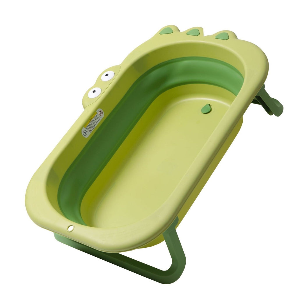 Cada Pliabila pentru Baie, din PP+TPR, pentru Copii 0-6 Ani, Model Crocodil, Dop de Scurgere, 80x54x21 cm, Verde