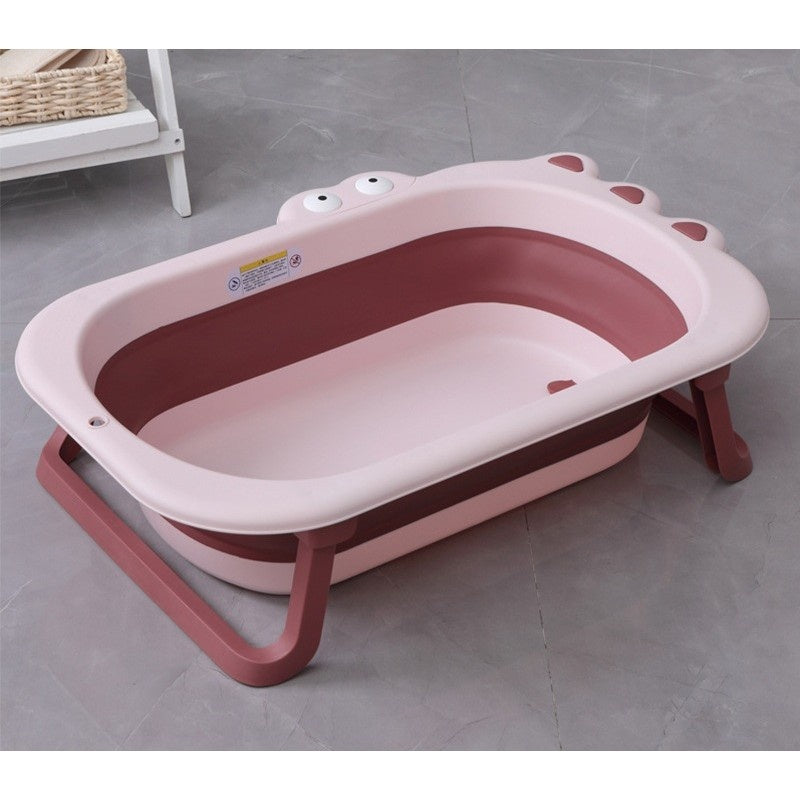 Cada Pliabila pentru Baie, din PP+TPR, pentru Copii 0-6 Ani, Model Crocodil, Dop de Scurgere, 80x54x21 cm, Roz