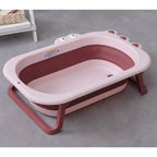 Cada Pliabila pentru Baie, din PP+TPR, pentru Copii 0-6 Ani, Model Crocodil, Dop de Scurgere, 80x54x21 cm, Roz
