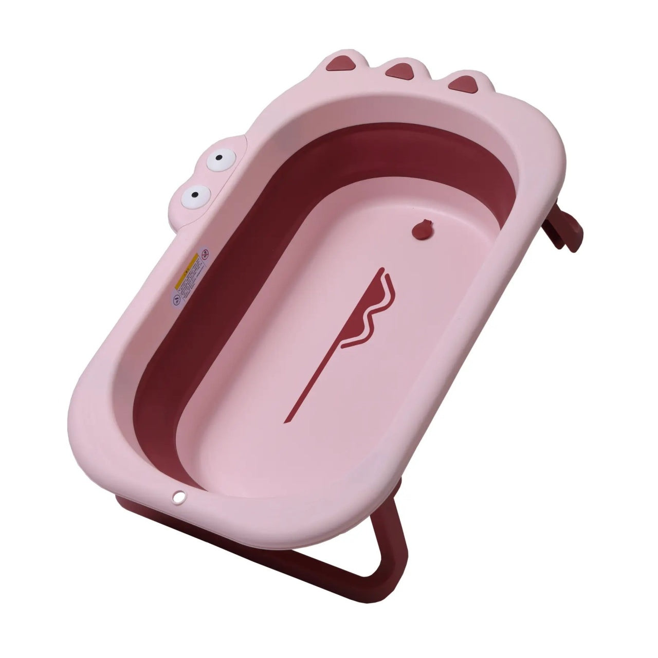 Cada Pliabila pentru Baie, din PP+TPR, pentru Copii 0-6 Ani, Model Crocodil, Dop de Scurgere, 80x54x21 cm, Roz