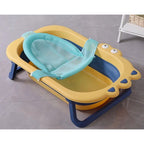 Cada Pliabila pentru Baie, din PP+TPR, pentru Copii 0-6 Ani, Model Crocodil, Dop de Scurgere, 80x54x21 cm, Galben/Albastru