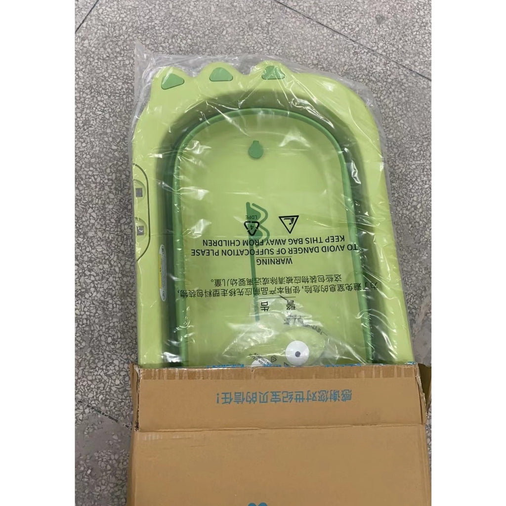 Cada Pliabila pentru Baie, din PP+TPR, pentru Copii 0-6 Ani, Model Crocodil, Dop de Scurgere, 80x54x21 cm, Verde
