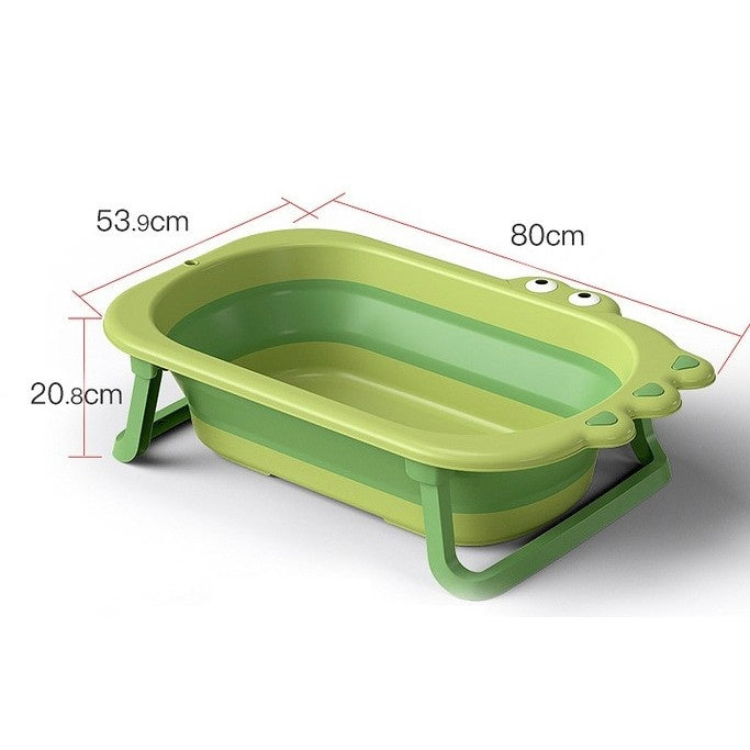 Cada Pliabila pentru Baie, din PP+TPR, pentru Copii 0-6 Ani, Model Crocodil, Dop de Scurgere, 80x54x21 cm, Verde
