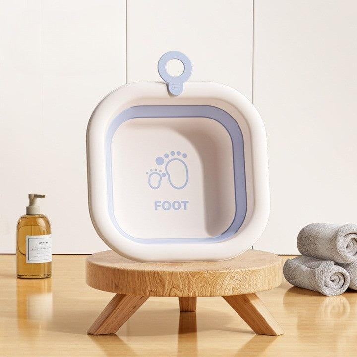 Cada Pliabila pentru Baie pentru Copii, Cadita pentru Bebelusi, Model Patrat pentru Picioare, Albastru, 30x30x3.5 cm, 3.5 L