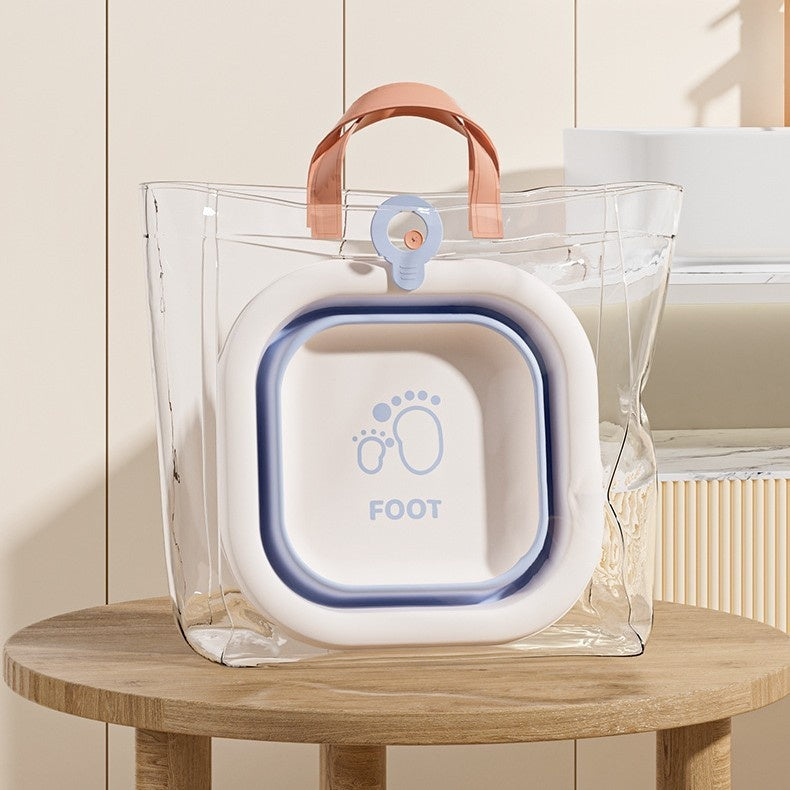 Cada Pliabila pentru Baie pentru Copii, Cadita pentru Bebelusi, Model Patrat pentru Picioare, Albastru, 30x30x3.5 cm, 3.5 L
