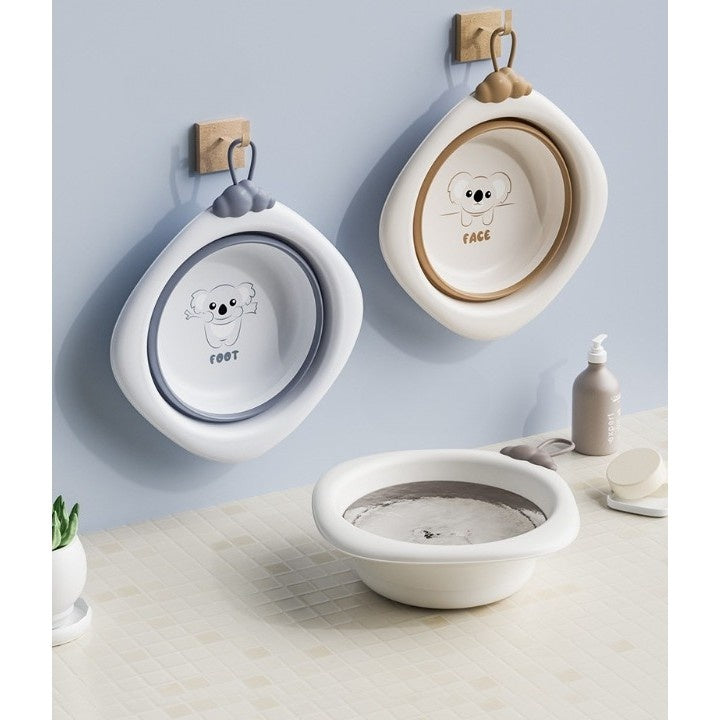 Cada Pliabila pentru Baie pentru Copii, Cadita pentru Bebelusi, Model Romb pentru Picioare Koala, Gri, 30x30x3.5 cm, 4L