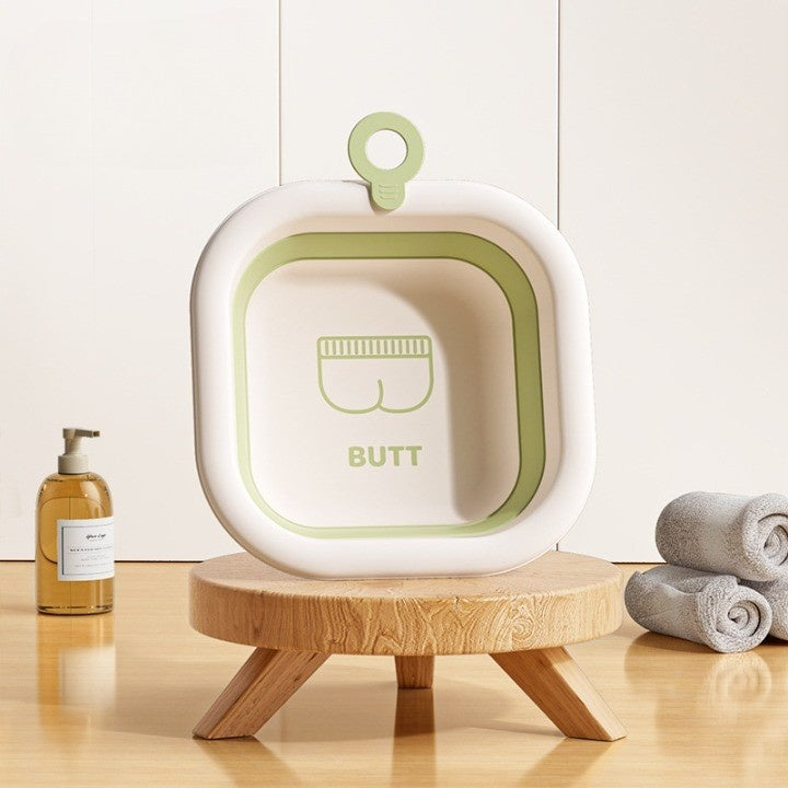 Cada Pliabila pentru Baie pentru Copii, Cadita pentru Bebelusi, Model Patrat pentru Fundulet, Verde, 30x30x3.5 cm, 3.5 L