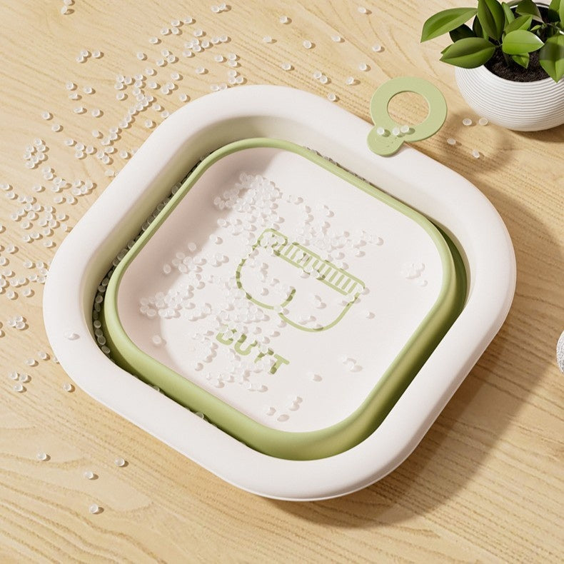 Cada Pliabila pentru Baie pentru Copii, Cadita pentru Bebelusi, Model Patrat pentru Fundulet, Verde, 30x30x3.5 cm, 3.5 L